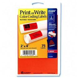 Avery-Dennison Avery Dennison Removable Rectangle Color Coding Multipurpose Labels - 2 Width x 4 Length - Removable/ Pack - Red