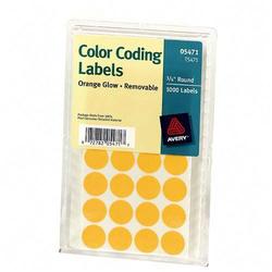 Avery-Dennison Avery Dennison Removable Round Color Coding Labels - 0.75 Diameter - RemovableLabel - Orange