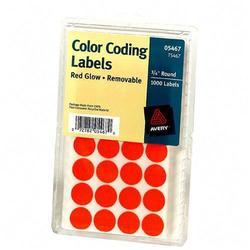 Avery-Dennison Avery Dennison Removable Round Color Coding Labels - 0.75 Diameter - RemovableLabel - Red (T5467)