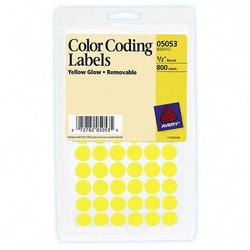 Avery-Dennison Avery Dennison Removable Round Color Coding Multipurpose Labels - Removable - Neon Yellow