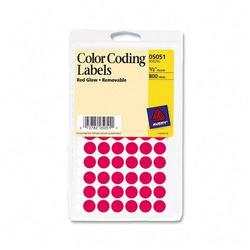 Avery-Dennison Avery Dennison Removable Round Color Coding Multipurpose Labels - Removable - Red