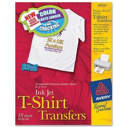 AVERY DENNISON Avery Dennison T-Shirt Transfers - Letter - 8.5 x 11 - Matte - 18 x Transfers - White (8938)