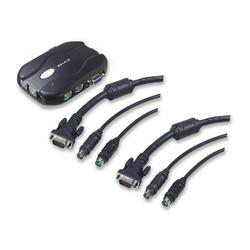 Belkin 2-Port KVM Switch Bundled With Cables - 2 x 1 - 1 x mini-DIN (PS/2) Keyboard, 1 x mini-DIN (PS/2) Mouse, 1 x HD-15 Video