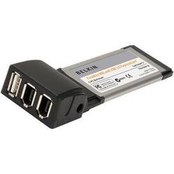 BELKIN COMPONENTS Belkin 3 Port USB 2.0 and FireWire ExpressCard - 2 x 6-pin IEEE 1394a - FireWire, 1 x 4-pin Type A USB 2.0 - USB - Plug-in Module