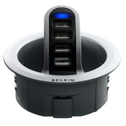 BELKIN COMPONENTS Belkin 4 Port Front-Access 3 inch In-Desk USB Hub - 4 x 4-pin USB 2.0 - USB - External