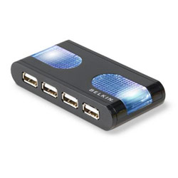 BELKIN COMPONENTS Belkin 7 Port High Speed USB 2.0 Lighted Hub - 7 x 4-pin USB 2.0 - USB Downstream - External (F5U700-BLK)