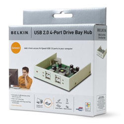 BELKIN COMPONENTS Belkin Hi-Speed USB 2.0 Drive Bay Hub - 4 x 4-pin Type A USB 2.0 - USB Downstream, 1 x 4-pin USB 2.0 - USB Upstream - Drive Bay (F5U261QIVO)