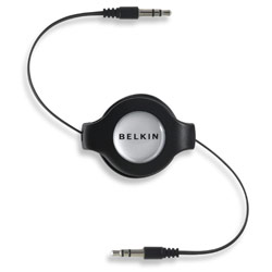 BELKIN COMPONENTS Belkin Retractable Mini-Stereo Cable - 1 x Mini-phone - 1 x Mini-phone - 4.5ft - Black