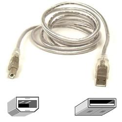BELKIN COMPONENTS Belkin USB 2.0 Cable - 1 x Type A - 1 x Type B - 6ft - Clear Ice