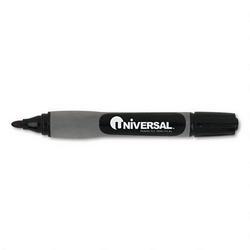 Universal Bullet/Chisel Tip Permanent Marker, Black Ink, Dozen (UNV18081)