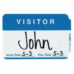 C-Line Products, Inc. C-line Visitor Badges - 3.5 Width x 2.25 Length - 100 / Box - Blue