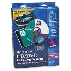 Avery-Dennison CD/DVD Design Kit, 30 Labels & 8 Inserts for Color Laser Printers (AVE6695)