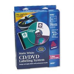 Avery-Dennison CD/DVD Design Kit With Labels And Inserts, White Matte (AVE06695)
