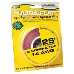 CABLES UNLIMITED Cables Unlimited 25ft White 2 Conductor UltraFlat 14AWG Speaker Wire - 25ft - White