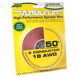 CABLES UNLIMITED Cables Unlimited 50ft White 2 Conductor UltraFlat 18AWG Speaker Wire - 50ft - White