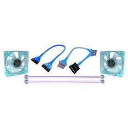 CABLES UNLIMITED Cables Unlimited Blue UV Reactive MOD Kit Dual Tube UV CCFL Light Fans Floppy and ATA133 Cable - Computer Accessory Kit