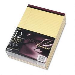 Mead Products Cambridge® Limited Wide Ruled Pads, 8-1/2 x 11-3/4, Canary, 50 Sheets/Pad, 12/Pack (MEA59189)