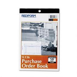 Rediform Office Products Carbonless Purchase Order Book, Dupl, Numbered, Side Punch, 5-1/2x7-7/8 (RED1L136)