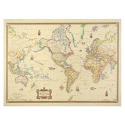 American Map Company Cleartype® Antique World Map with Full-Color Graphics, 50w x 38h (AMM629013)
