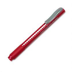 Pentel Of America Clic Eraser® Grip Pencil-Style Eraser, Refillable, Red Barrel (PENZE22B)