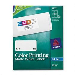 Avery-Dennison Color Ink Jet Labels, Matte White, Rectangle, 2 x4 , White (AVE08253)