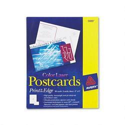 Avery-Dennison Color Laser Postcards, 4 x6 , 80/Pack, White (AVE05889)
