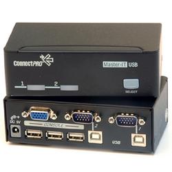 CONNECTPRO Connectpro Master-IT USB UR-12 KVM Switch - 2 x 1 - 2 x Type B USB, 2 x HD-15 Video - 1U - Rack-mountable