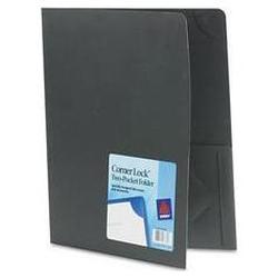 Avery-Dennison Corner Lock™ Two-Pocket Polypropylene Folder, Black (AVE47764)