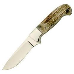 Schrade Custom Fixed Blade, Stag Handle, Leather Sheath