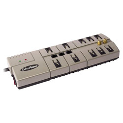 CyberPower Systems CyberPower 1080 10-Outlet Surge Suppressor - 2950 Joules 15A RJ11/Coax EMI/RFI