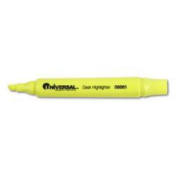 Universal Office Products Desk Highlighter, Chisel Tip, Pocket Clip, Fluorescent Yellow (UNV08861)