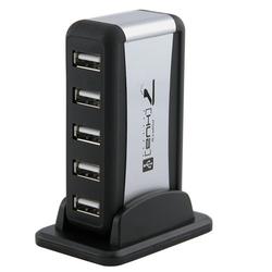 Eforcity 7 Port LED USB 2.0 Hub w/ AC Adapter & USB Cable, Black / Silver by Eforcity