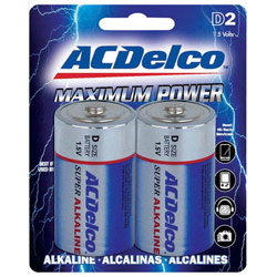 AC Delco D2 ACD D Maximum Power Alkaline Retail Battery Pack