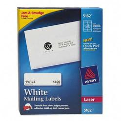 Avery-Dennison Avery Dennison Address Label - 1.33 Width x 4 Length - Permanent - 1400 / Box - White (5162)