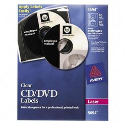 Avery-Dennison Avery Dennison CD/DVD Label(s) - Permanent - 40 / Pack - Clear