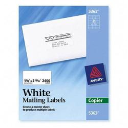 Avery-Dennison Avery Dennison Copier Mailing Labels - 1.37 Width x 2.81 Length - Permanent - 2400 / Box - White