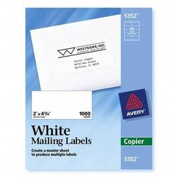 Avery-Dennison Avery Dennison Copier Mailing Labels - 2 Width x 4.2 Length - Permanent - 1000 / Box - White (5352)