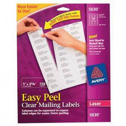 Avery-Dennison Avery Dennison Easy Peel Mailing Labels - 1 Width x 2.62 Length - Permanent - 750 / Box - Clear