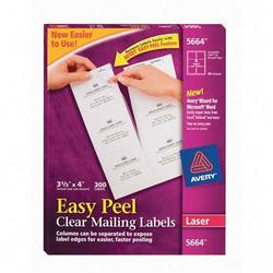 Avery-Dennison Avery Dennison Easy Peel Mailing Labels - 3.33 Width x 4 Length - Permanent - 300 / Box - Clear