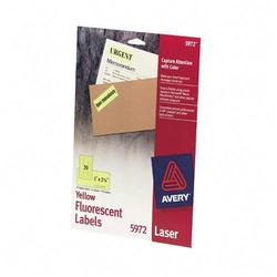 Avery-Dennison Avery Dennison High Visibility Labels - 1 Width x 2.62 Length - Permanent - 750 / Pack - Neon Yellow (5972)