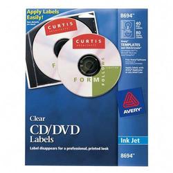 Avery-Dennison Avery Dennison Ink Jet CD/DVD Label(s) - 40 Sheet - Clear