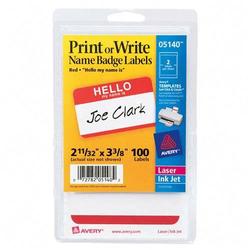 Avery-Dennison Avery Dennison Name Badge Label - 2.34 Width x 3.37 Length - Removable - 100 / Pack (5140)