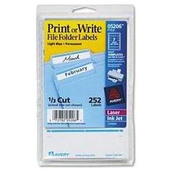 Avery-Dennison Avery Dennison Print or Write File Folder Label - 0.69 Width x 3.44 Length - Permanent - 252 / Pack - Light Blue