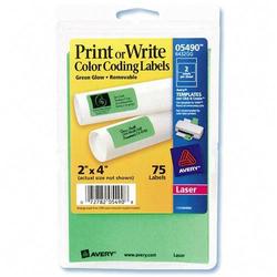 Avery-Dennison Avery Dennison Self-Adhesive Removable Multipurpose Labels - 4 Width x 2 Length - Removable - 75 / Pack - Neon Green