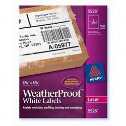 Avery-Dennison Avery Dennison Weather Proof Mailing Labels - 5.5 Width x 8.5 Length - Permanent - 100 / Box - White
