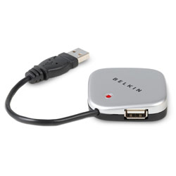 Belkin 4 Port USB 2.0 Ultra Mini Hub - 4 x USB 2.0 - USB Downstream, 1 x USB 2.0 - USB Upstream - External