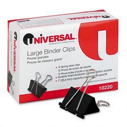 Universal Office Products Binder Clips, 1 Capacity, 2 Wide, Dozen (UNV10220)