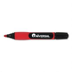 Universal Bullet/Chisel Tip Permanent Marker, Red Ink, Dozen (UNV18082)