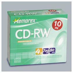 Memorex Computer Supplies CD RW Discs, 700 MB/80Min, 16x 24x Rewrite Speed, 25 Pack Spindle (MEM32023429)