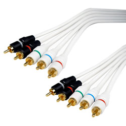 CABLES UNLIMITED Cables Unlimited 12ft 5 RCA to 5 RCA Male to Male Component Video and Audio Cable - 5 x RCA - 5 x RCA - 12ft - White